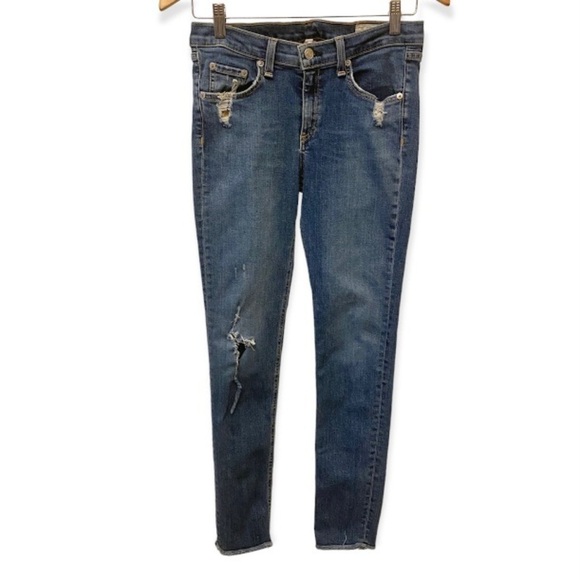 Rag & Bone 29 Skinny Jeans La Paz Distressed Ripped Womens Juniors Stretch - Picture 2 of 13